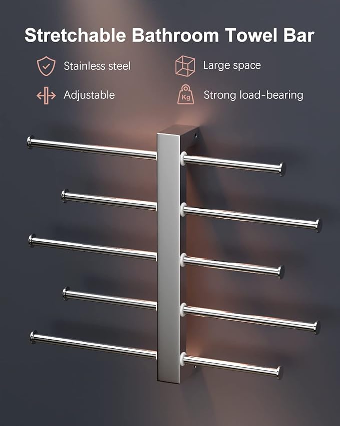 16 Inch Bridge Sliding Bathroom Towel Bar 5-Tier 1.5" Tube