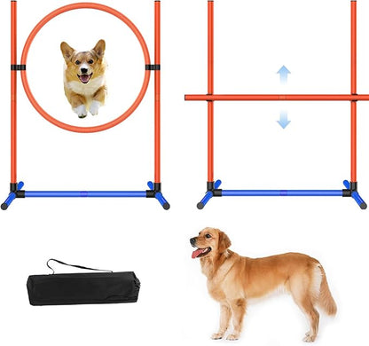 2-Set Adjustable Dog Agility Training Equipment for Backyard Set for Dogs