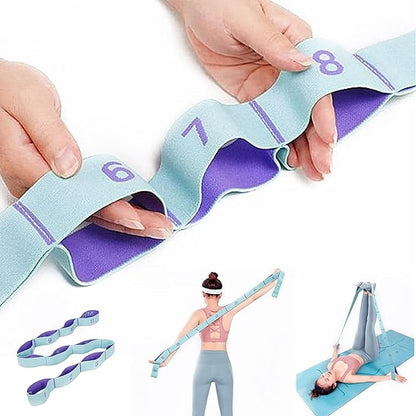 Elastic Stretching Strap with 11 Loops, Multi-Loop Yoga Stretching Strap Elastic Exercise Band, Improve Flexibility Arm Leg Stretching Strap Home Gym Equipment for Physical Therapy Pilates Gymnastics