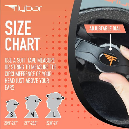 Flybar Bike Helmet- Multi Sport Dual Certified Adjustable Dial, Lightweight Skateboard Helmet, Roller Skating, Pogo, Electric Scooter, Snowboard, Boys and Girls Kids- Adults Helmets