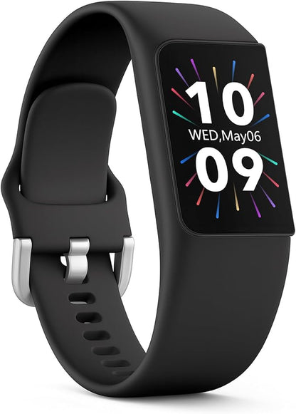 FITVII Looki-mini Fitness Trackers, Slim AMOLED Fitness Watch 2025 with 24/7 Heart Rate, Blood Pressure, Blood Oxygen, Stress Monitor, Step Calorie Counter, IP68 Waterproof Smart Watch for Women Men