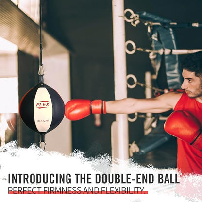 Flex Double End Punching Bag - Bungee Cords w/Special Flex Adjustable System - Durable Bladder Speed Bag - Boxing Training Equipment for Adults - Home Gym Accessories