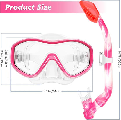GoseWave Snorkeling Gear for Kids, Kids Snorkel Set for Ages 5-15, Anti-Fog Diving Mask and Dry Top Snorkel Set, Unisex Swimming Goggles with Nose Cover