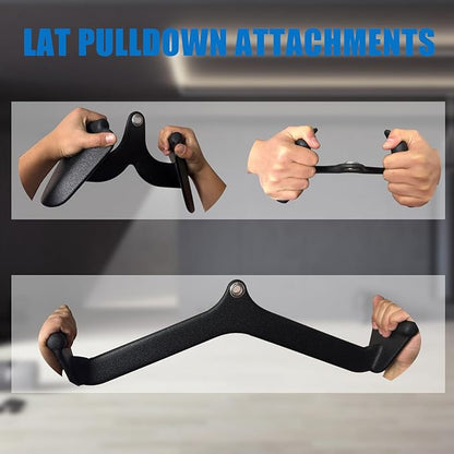 LAT Pulldown Attachments, LAT Bar Cable Machine Attachment,T-bar V-bar, LAT Pull Down Bars, Back Tricep Bar Strength Training Handle for Home Gym Fitness