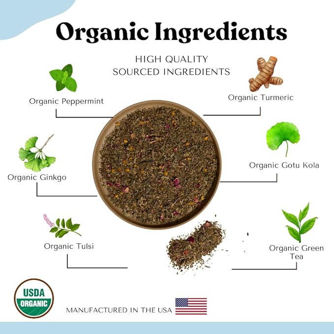 Brain Fog Tea for Herbal Focus & Memory, AIP AutoimmuniTea Protocol Diet Compliant Foods, Whole 30, Paleo Friendly - Nootropics Support Herbs Gingko Biloba, Peppermint, Gotu Kola