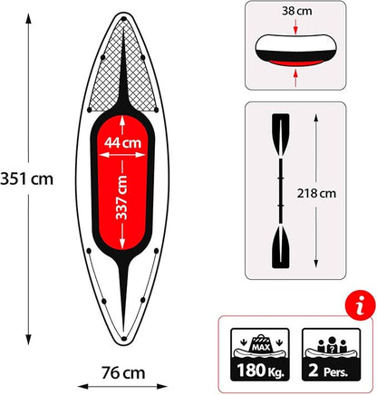 INTEX Challenger Inflatable Kayak Series: Includes Deluxe 86in Kayak Paddles and High-Output Pump – SuperStrong PVC – Adjustable Seat with Backrest – Removable Skeg – Cargo Storage Net