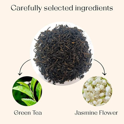 Jasmine Green Tea Bags, 100 Counts, Mountain Loose Leaf Green Tea, Flavored, Delightful Aroma, Sugar Free, 100% Natural Gluten Free, Medium Caffeine Brew As Hot, Cold Or Iced Tea