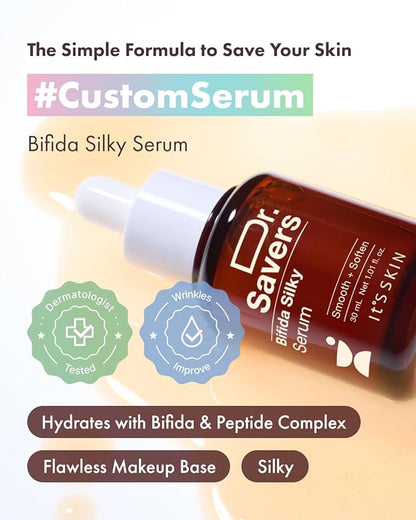 IT’S SKIN Dr.Savers Bifida Silky Serum 1.01 fl.oz, Skin Barrier Repair Serum, Bifida Complex, Multi Peptide Ampoule, Smooth Texture, Supple Moisturizer for Sensitive or Dry Skin, Korean Skincare