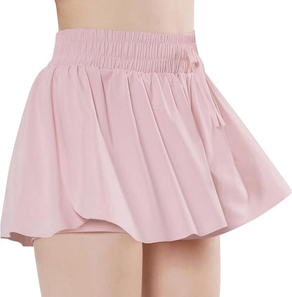 EXARUS Girls Butterfly Shorts Flowy Dance Skirt Cheer Skorts Athletic Tween Clothes Teen Preppy Outfits Flutter Kids