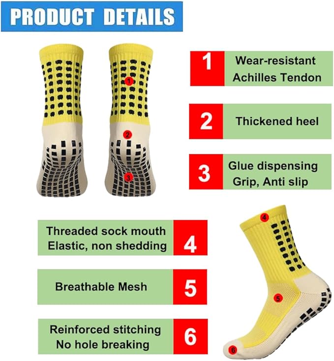 2 Set Anti-Slip Grip Soccer Socks with Shin Guard Sleeves, Sports Athletic Socks for Men Women