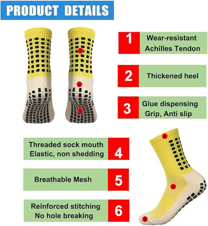 2 Set Anti-Slip Grip Soccer Socks with Shin Guard Sleeves, Sports Athletic Socks for Men Women