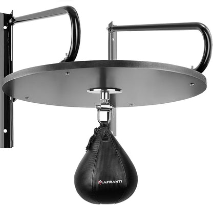 Heavy Duty Adjustable Speed Bag Platform Kit 24" + Speed Punching Ball (10"x7") Adjustable Height Wall Mount Professional Fitness Ball Boxing Reaction Training Kit