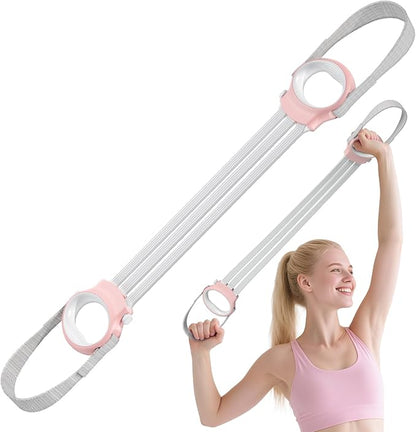 Figure 8 Fitness Resistance Bands with Handles, 20-60lb Adjustable Elastic Excercise Band, Non-Slip Fabric Silicone Bands for Strength Stretch Flexibility Training Arms Back Shoulder Chest Legs