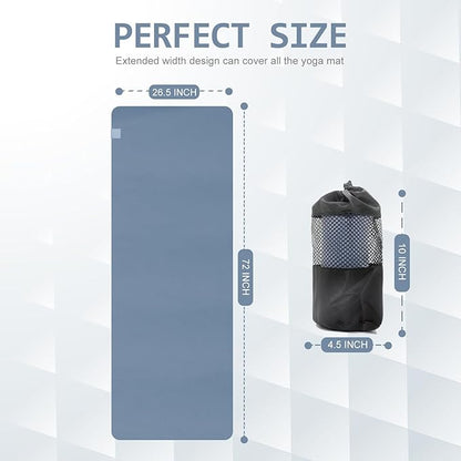 Eunzel Hot Yoga Towel, Super Absorbent Yoga Mat Towel Soft Suede Microfiber Non-Slip Towel for Bikram Pilates and Yoga Mats 72" x 26.5", Navy