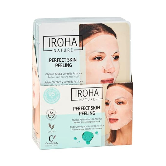 IROHA NATURE Glycolic Acid Peeling Face Mask (Pack of 15) | Skin Perfecting for a Radiant & Smooth Look | Instant Regeneration in Just 15 Minutes | Clean Beauty | 100% Vegan