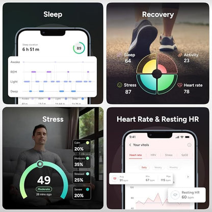 Gabit Smart Ring | Health Tracker | Sleep, Fitness, Nutrition, Stress | 7+ Day Battery, Track Steps, AI Food Logging | Buy Sizing Kit First | Smart Ring for Men & Women | Titanium, Matte Black 11