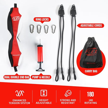 Flex Double End Punching Bag - Bungee Cords w/Special Flex Adjustable System - Durable Bladder Speed Bag - Boxing Training Equipment for Adults - Home Gym Accessories