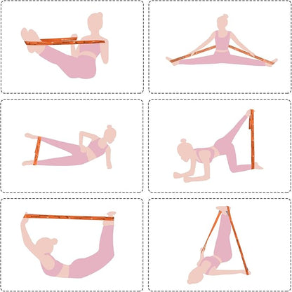 Yoga Strap for Stretching - 8 Loops Stretching Strap - Essential Yoga Accessories for Flexibility and Enhanced Stretching - Ideal Stretch Strap in Yoga and Pilates