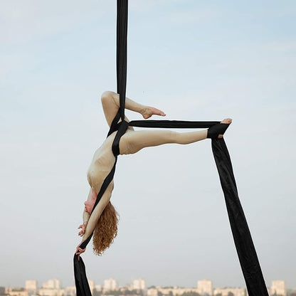 Aerial Silks Yoga Swing Set - 9/11 Yards Aerial Yoga Hammock Kit Anti-Gravity Flying for Fitness, Low/Non Stretch Nylon Tricot Fabric Hardware Included for Dance