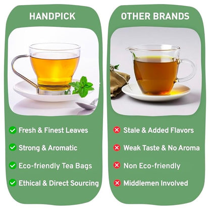 HANDPICK, Holy Basil Tea Bags (100 Count) Caffeine Free, Non-GMO Tulsi Leaves- Tulsi Tea | Round Herbal Tea Bags