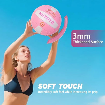 KUYOTQ Official Size 5 in&Outdoor Beach Volleyball,3MM Thickened Surface Soft Leather Youth Womens Mens Volleyball for Game Gym Training(Deflated)