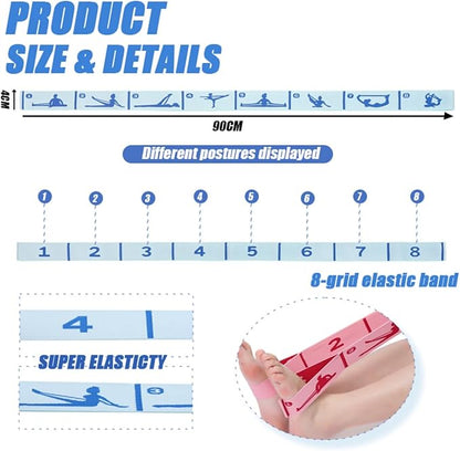 Elastic Yoga Stretching Strap with Loops, CEILIWEN Stretch Straps For Physical Therapy, Pilates Stretch Band, Elastic Exercise Bands, Leg Stretching Strap, Stretch Resistance Bands For Exercise