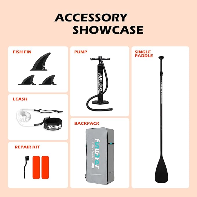 FunWater Inflatable Ultra-Light Stand Up Paddle Board for All Skill Levels with Premium SUP Paddleboard Accessories,Non-Slip Comfort Deck for Youth & Adults