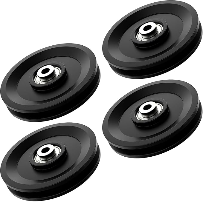 114mm/4.5" Universal Nylon Bearing Pulley System, Gym Workout Cable Pulley Wheel & Weight Attachment Replacementfor Home Gym, Pulldown Smith Machine, Garage Lifting Equipment