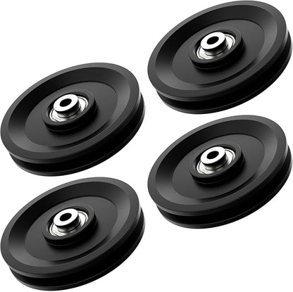 114mm/4.5" Universal Nylon Bearing Pulley System, Gym Workout Cable Pulley Wheel & Weight Attachment Replacementfor Home Gym, Pulldown Smith Machine, Garage Lifting Equipment