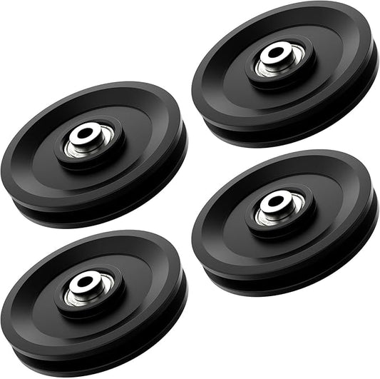 114mm/4.5" Universal Nylon Bearing Pulley System, Gym Workout Cable Pulley Wheel & Weight Attachment Replacementfor Home Gym, Pulldown Smith Machine, Garage Lifting Equipment