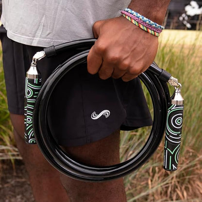 Crossrope Get Strong Set - Weighted Jump Ropes for Strength Training - Improve Power and Endurance in a Fun Jump Rope Workout - 1LB and 2LB Ropes with Power Handles