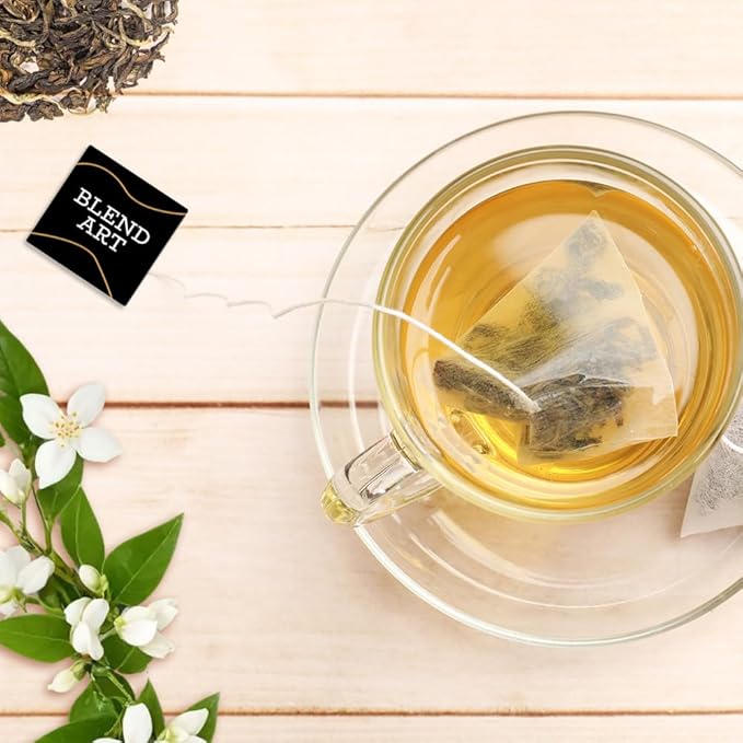 Blendart Jasmine Oolong Tea bags 100 Count | Oolong tea bags for weight loss | Premium High Mountain Oolong Tea leaves | Naturally Caffeinated Tea | Flower Scented Tea | Pyramid Tea bags