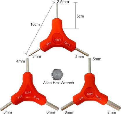 3-Way Bike Hex Wrench Set, Y Allen Wrench All-In-One Multifunctional Biking Maintenance Tool Cycling Torque Spanner Internal Hex Key Repair Tool for Mountain Bicycle, 3Pcs(2.5, 3, 4, 5, 6, 8mm)