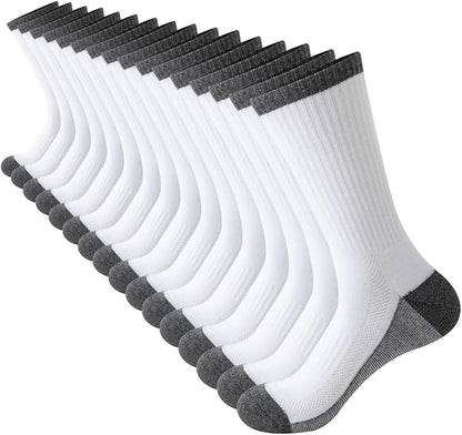 JOYNÉE 8 Pairs Mens Breathable Athletic Crew Socks Arch Support Cushioned Socks for Hiking Sports Running,Sock Size:10-13