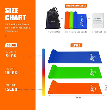 Resistance Bands, Exercise Bands, Physical Therapy Bands for Strength Training, Yoga, Pilates, Stretch Elastic Band with Different Strengths, Workout Bands for Home Gym