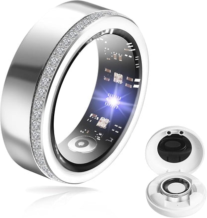 Health Tracker Smart Ring for Men Women-IP68 Waterproof Sleep Tracker with Heart Rate/Blood Pressure/Blood/Physiological Cycle/Oxygen Tracking, Step Counter, iOS & Android Compatible (7#)