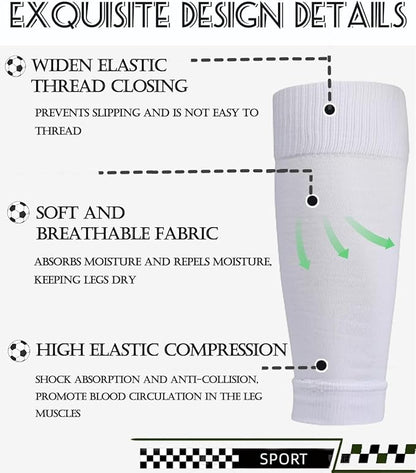 KMOLY 1 Set Soccer Grip Socks,Shin Guard Sleeves for Football Basketball for Men and Women Black/White One Size