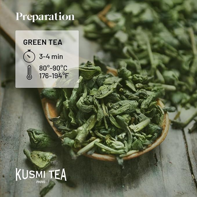Kusmi Tea - Detox - Organic Blend of Green Tea, Mate & Lemon - Lemongrass, Rose Hip and Lemon Flavours - Enjoy Hot or Iced - Loose Leaf Tea - Tin Box of 3.5 oz - Quantity for about 50 cups