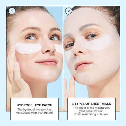 I DEW CARE Glass Skin Facial Sheet Mask Variety Pack – Hot as Sheet | 5 Days Face&Eye Masks Set, Moisturizing Face Masks Skincare, Korean Face Mask, Hydrating Collagen Face Mask, Soothing, 5EA