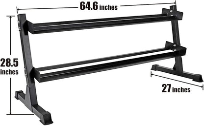 WF Athletic Supply Rubber Coated Hex Dumbbell Set, Multiple Choices Available - Dumbbells with Rack Stand and Mat, or Dumbbells Only (200/550/1200/2100/3000 LB)