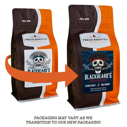 Fresh Roasted Coffee, Blackbeard's Revenge, 5 lb (80 oz), Medium Roast, Kosher, Whole Bean