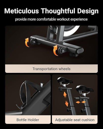 HARISON Semi-Commercial Exercise Bike 400 lbs Capacity, Magnetic Stationary Bikes for Home Gym with Bluetooth & Tablet Holder & Comfortable Seat Cushion