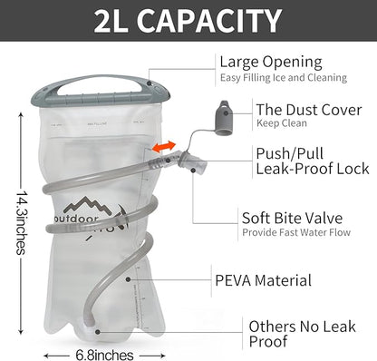 Hydration Pack Backpack, Lightweight Water Backpack with 2L Leakproof Hydration Bladder Daypack for Men Women,Running Hydration Vest for Outdoor Trail