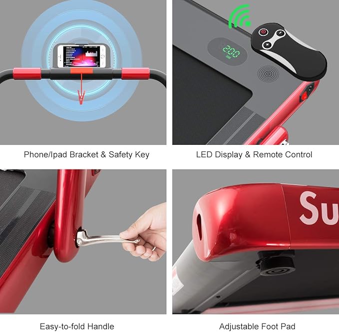 GYMAX Walking Pad, 2 in 1 Free Installation Under Desk Treadmill with Smart App, Remote Control & LED Display, 2.25HP Foldable Portable Compact Running Machine for Small Spaces Home Office