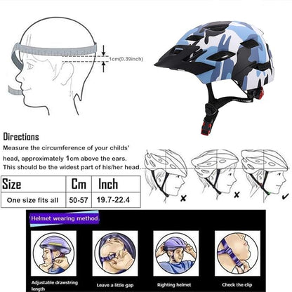 Kids Bike Helmet,Bavilk Kids Boys Girls Bike Helmets with LED Light Detachable Visor Children Youth Teen Multi-Sport for Skating Cycling Scooter Skateboard Adjustable & Lightweight 19.7"-22.4"