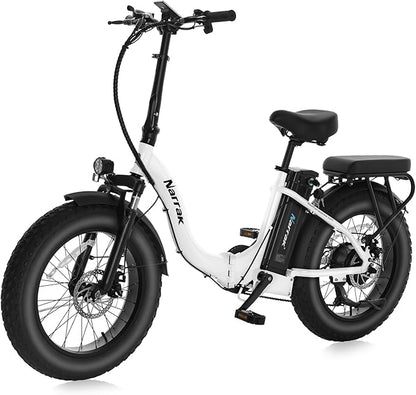 Fat Tire Folding Electric Bike, 48V & 624Wh Lithium Removable Battery, Peak 1100W Brushless Motor, Max Speed 28Mph, M5 Large LCD Display, Suspension, Step-Over/Thru Frame