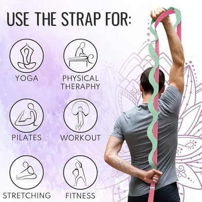 TECEUM Stretching Strap for Yoga & Physical Therapy – 10 Loops – Non-Elastic Leg Stretch Straps for Stretching, Exercising, Pilates, Post-Injury Rehabilitation for All Levels – Men & Women