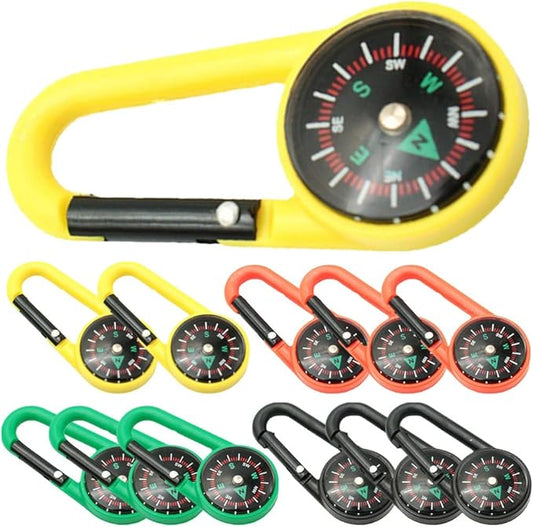 12Pcs Carabiner Compass for Kids Compass Hiking Mini