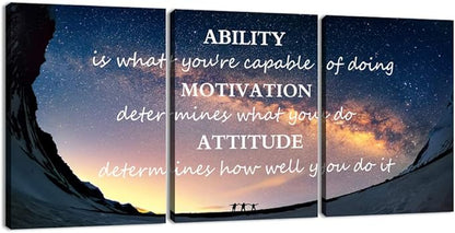 3 Panels Successful Inspirational Posters Quotes Wall Art Ability Modern Motivational Painting Picture Prints on Canvas Artwork Motto for Office Bedroom Decor Living Room Home Decor (72”Wx36”H)