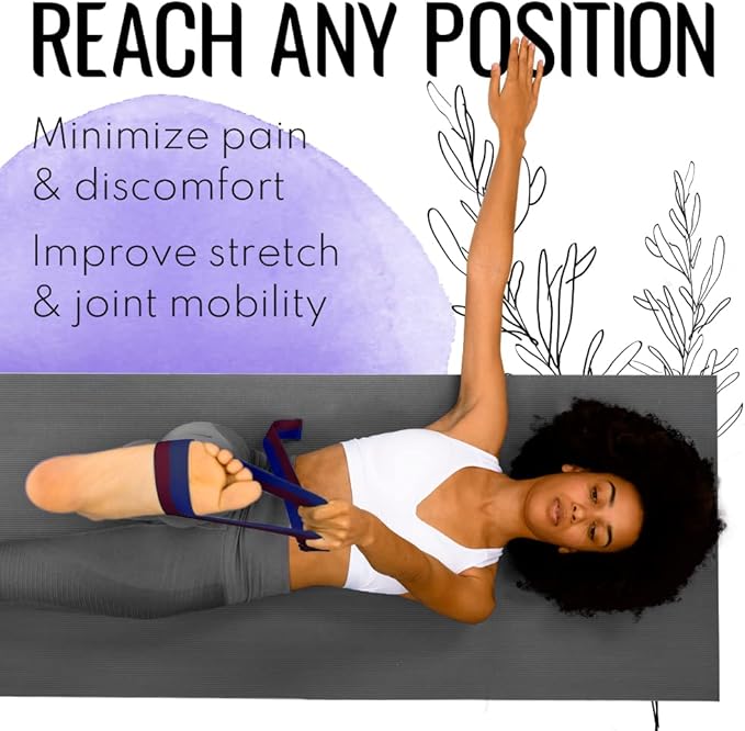 TECEUM Yoga Strap & Mat Strap – 2 IN 1 – Cotton – 6 ft 8 ft 10 ft (30+ colors) – Adjustable Non-Slip Belt for Yoga, Pilates, Stretching, Physical Therapy, Fitness & Home Workout – For Carrying Mats